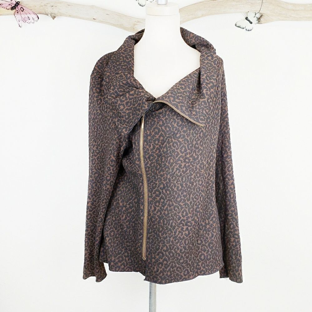 Marc Bouwer leopard print motozip light jacket
